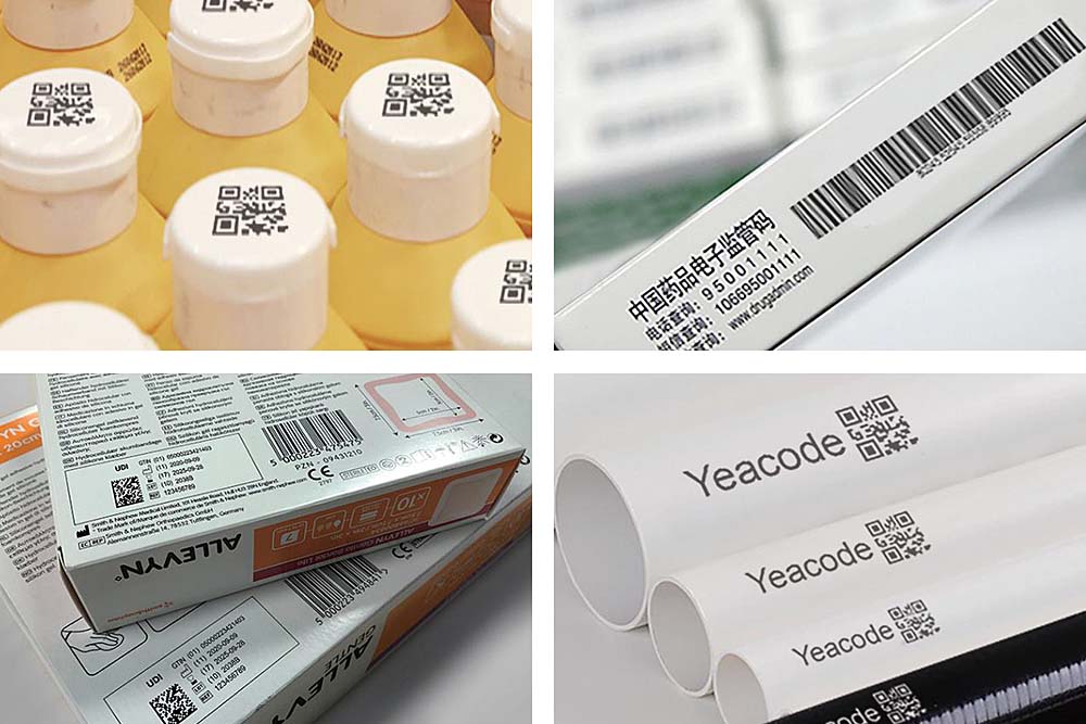 Набор образцов отпечатков Yeacode на различных продуктах